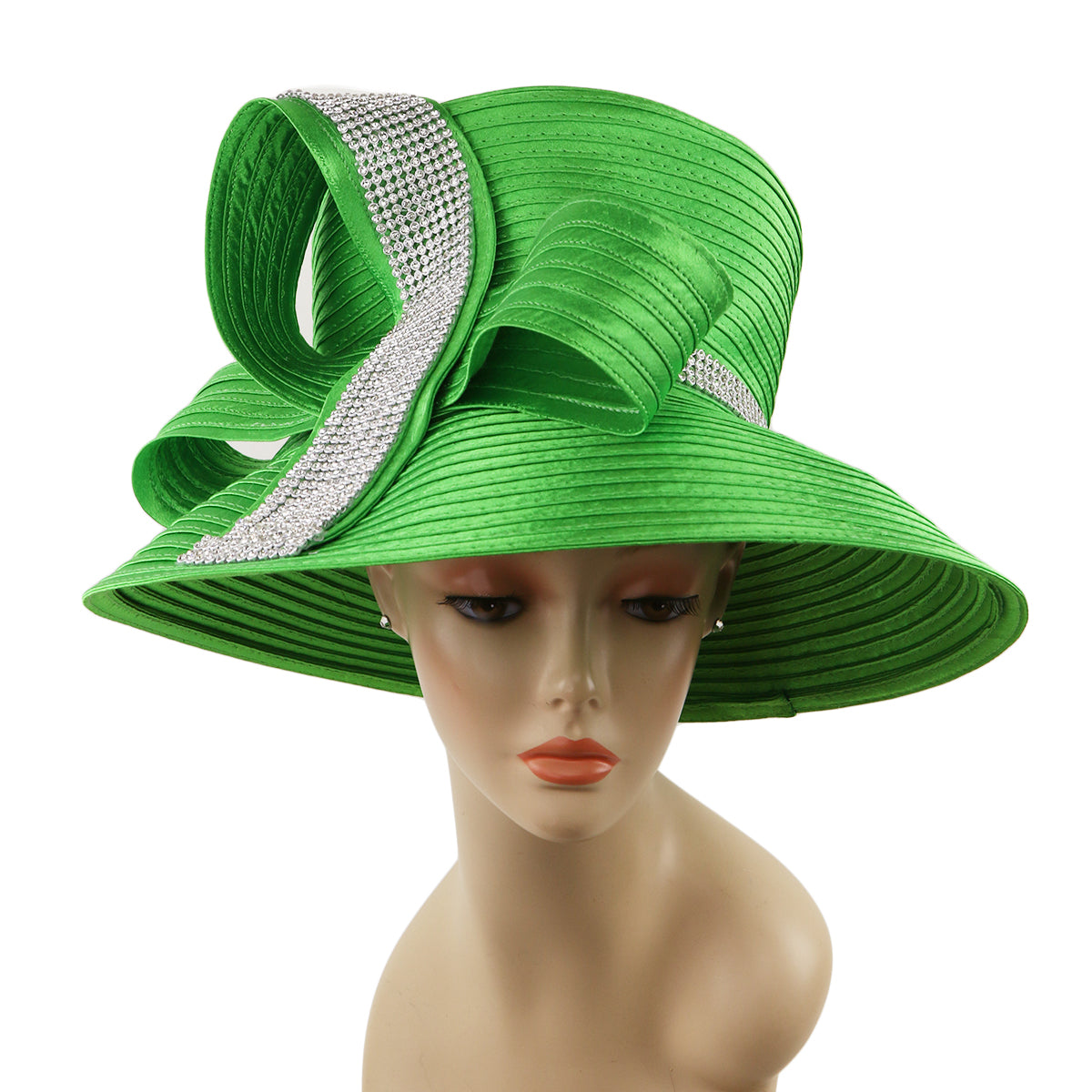 Satin Ribbon Church Hat, Hatbody, Rhinestone, Elegant Hats  display picture 3