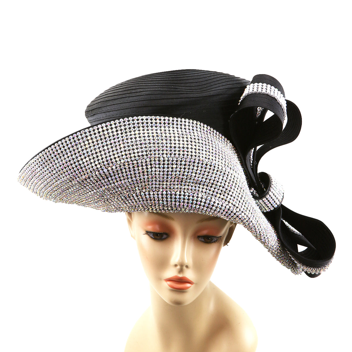 Moshita Couture Black Derby Holiday Church Hat Bow Brooch Hand Crafted In USA Church Derby Hats | Luxury Kentucky Derby & Couture Millinery main image 3