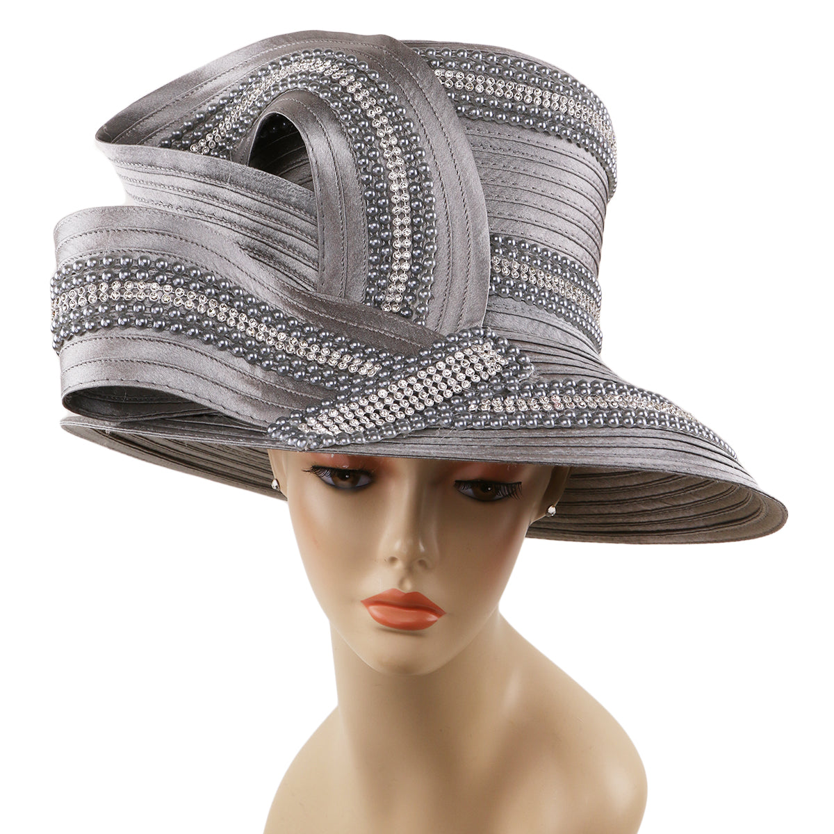 Satin Ribbon Church Hat, Hatbody, Rhinestone, Elegant Hats, Hatpin ...