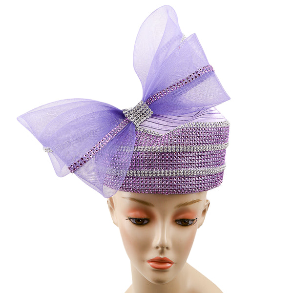 Lilac bling hat - church or special occasion with  box Giovanna Church Hat HR22133-Purple – Church suits for less main image 4